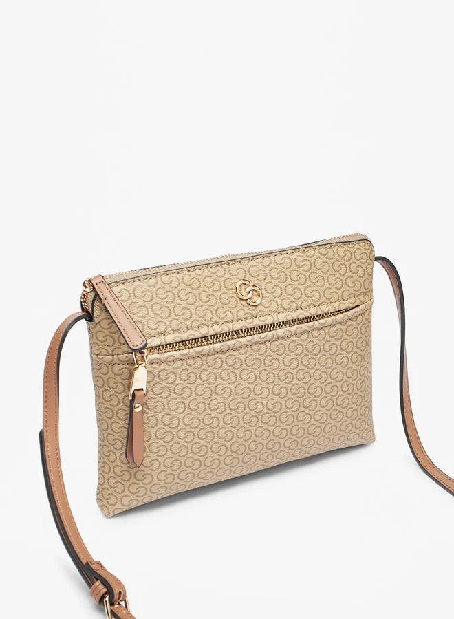 Celeste All-Over Monogram Print Crossbody Bag with Adjustable Strap
