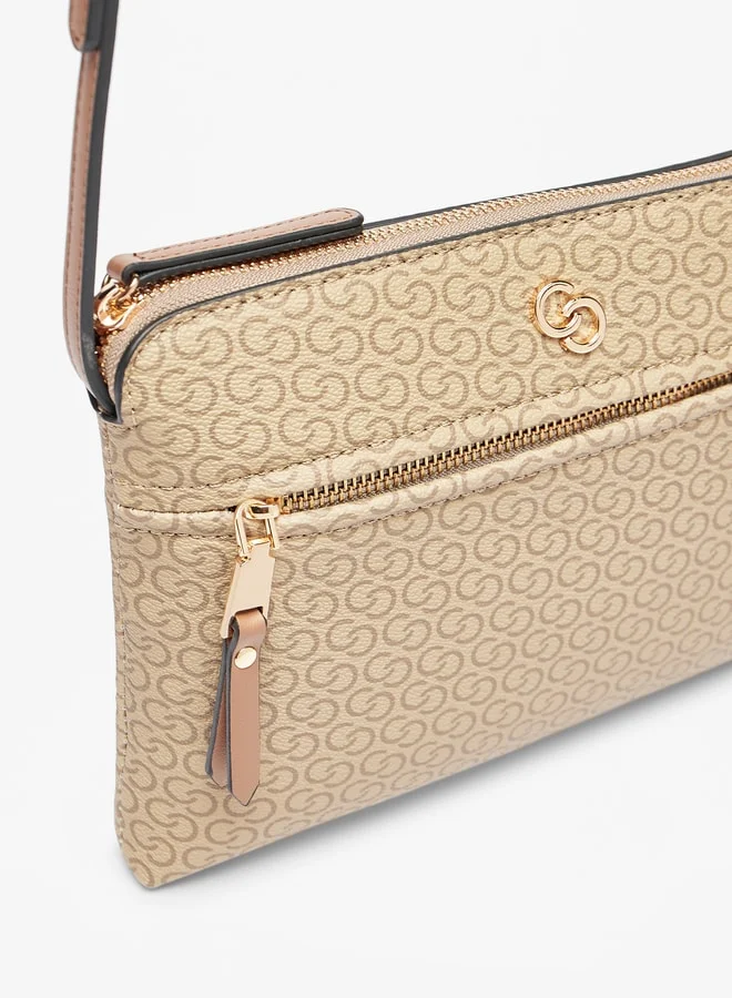 Celeste All-Over Monogram Print Crossbody Bag with Adjustable Strap