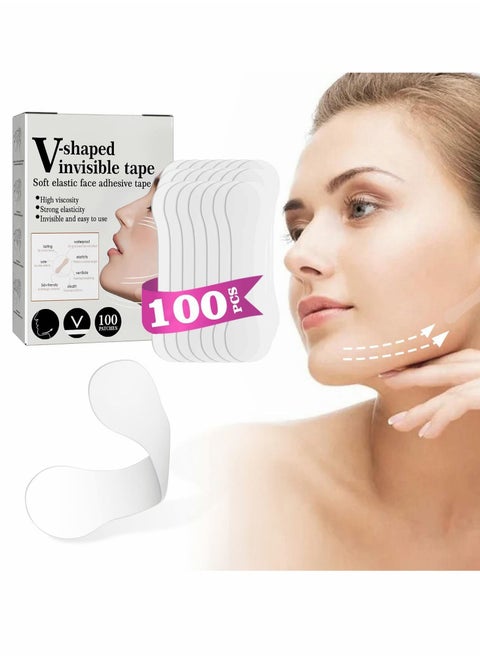 Face Lift Tape, 100 PCS V-Line Tape Lifting Invisible, Tools for Reducing Double Chin, Hiding Wrinkles and Saggy Skin