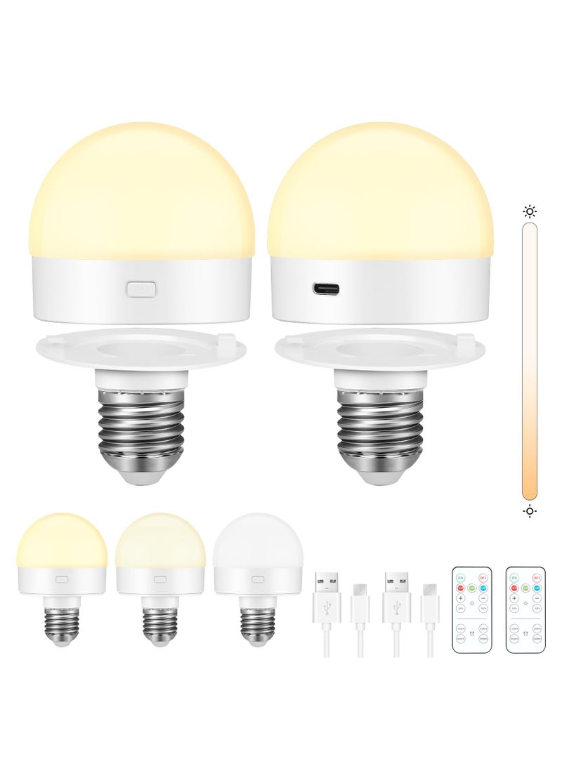 NajmStyle E27 LED Light Bulbs, 2 Pack Dimmable & Rechargeable Bulbs with Remote Control, 3 Color Temperature, Timing Function, Detachable & Magnetic Battery Operated Light Bulbs - Image 1