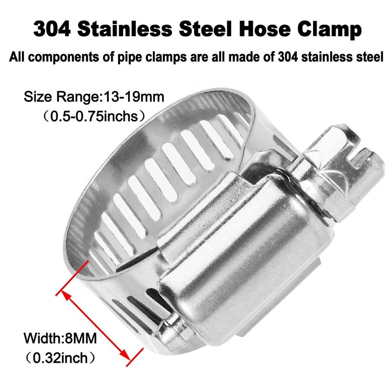 Da By 2 Pcs 3/8""(10Mm) Brass Tee Barb Fittings For 3/8"" Id Hose 6 Pcs Stainless Steel Pipe Clamps 3 Way Union Intersection For Water/Fuel/Air(T) - Image 5