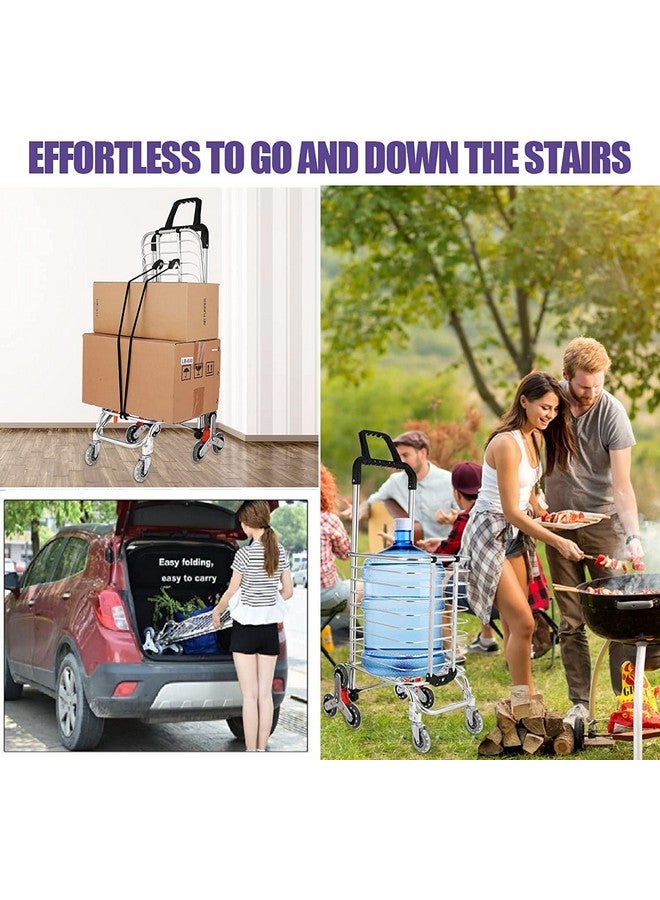 Gikvni Portable Aluminium Folding Heavy Duty 8 Wheels Shopping Trolley Grocery Utility Stair Climbing Cart with Rolling Swivel Wheels for Car Travel Luggage Shopping Supermarket Grocery Trolley (8 Wheel Trolley) - Image 4