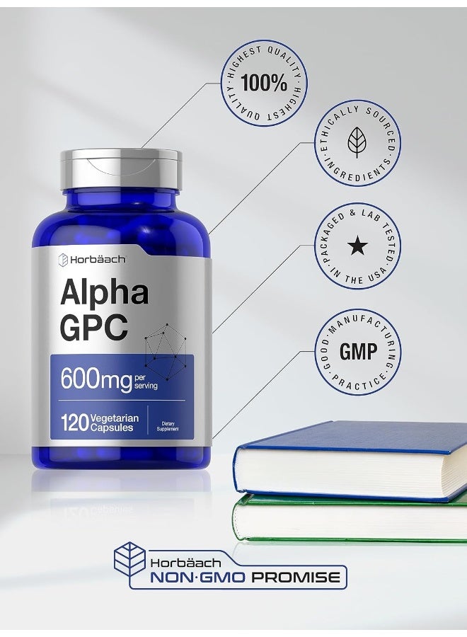 Horbaach Alpha GPC 600mg | 120 Capsules | Vegetarian, Non-GMO & Gluten Free Choline Supplement | Supports Healthy Memory, Focus and Clarity | by Horbaach - Image 5