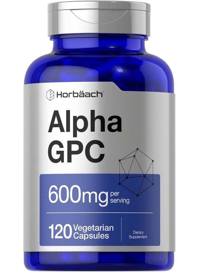 Horbaach Alpha GPC 600mg | 120 Capsules | Vegetarian, Non-GMO & Gluten Free Choline Supplement | Supports Healthy Memory, Focus and Clarity | by Horbaach - Image 1