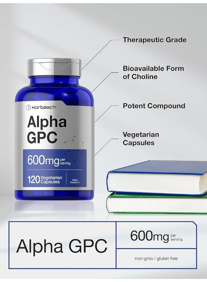 Horbaach Alpha GPC 600mg | 120 Capsules | Vegetarian, Non-GMO & Gluten Free Choline Supplement | Supports Healthy Memory, Focus and Clarity | by Horbaach - Image 3