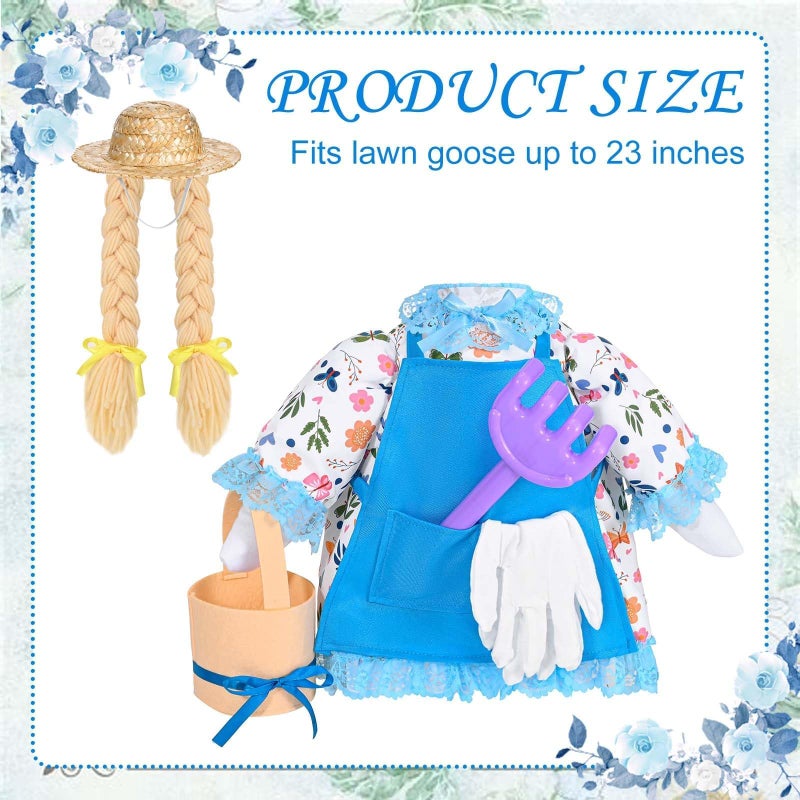 JcHrmers Gardener Porch Goose Outfit Gardener Goose Clothes for 23" Cement Plastic Goose Statue for Spring Outdoor Garden Lawn Yard Patio Decor - Image 2