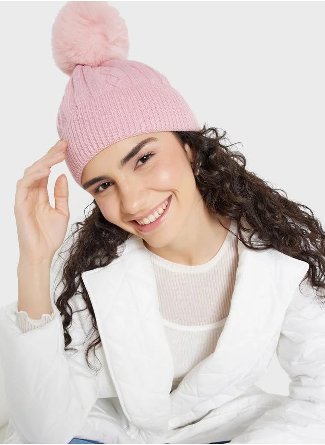Ginger Cable Knit Pom Pom Winter Beanie