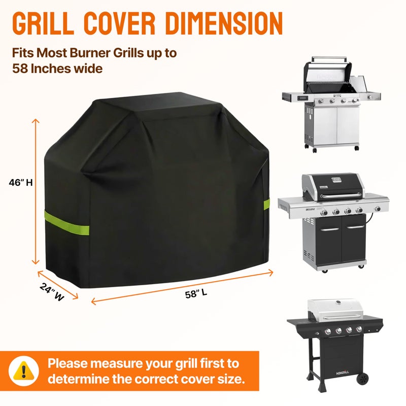 COMFY LIME Lime Grill Cover - 58 Inch Heavy Duty BBQ Grill Cover for Outdoor Grill, Waterproof, UV, Fade & Tear Resistant, Gas Grill Cover for Weber Charbroil Genesis Nexgrill and More - Image 2