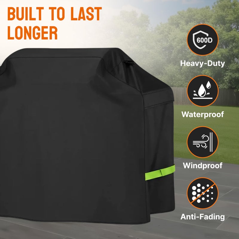 COMFY LIME Lime Grill Cover - 58 Inch Heavy Duty BBQ Grill Cover for Outdoor Grill, Waterproof, UV, Fade & Tear Resistant, Gas Grill Cover for Weber Charbroil Genesis Nexgrill and More - Image 3