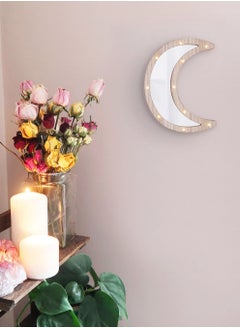 Salla Wooden Crescent Moon Ramadan Decorative Mirror with LED Lights 30x22cm  - Image 3