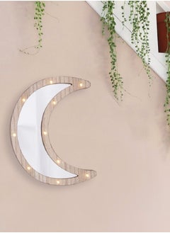 Salla Wooden Crescent Moon Ramadan Decorative Mirror with LED Lights 30x22cm  - Image 4