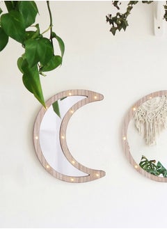 Salla Wooden Crescent Moon Ramadan Decorative Mirror with LED Lights 30x22cm  - Image 2