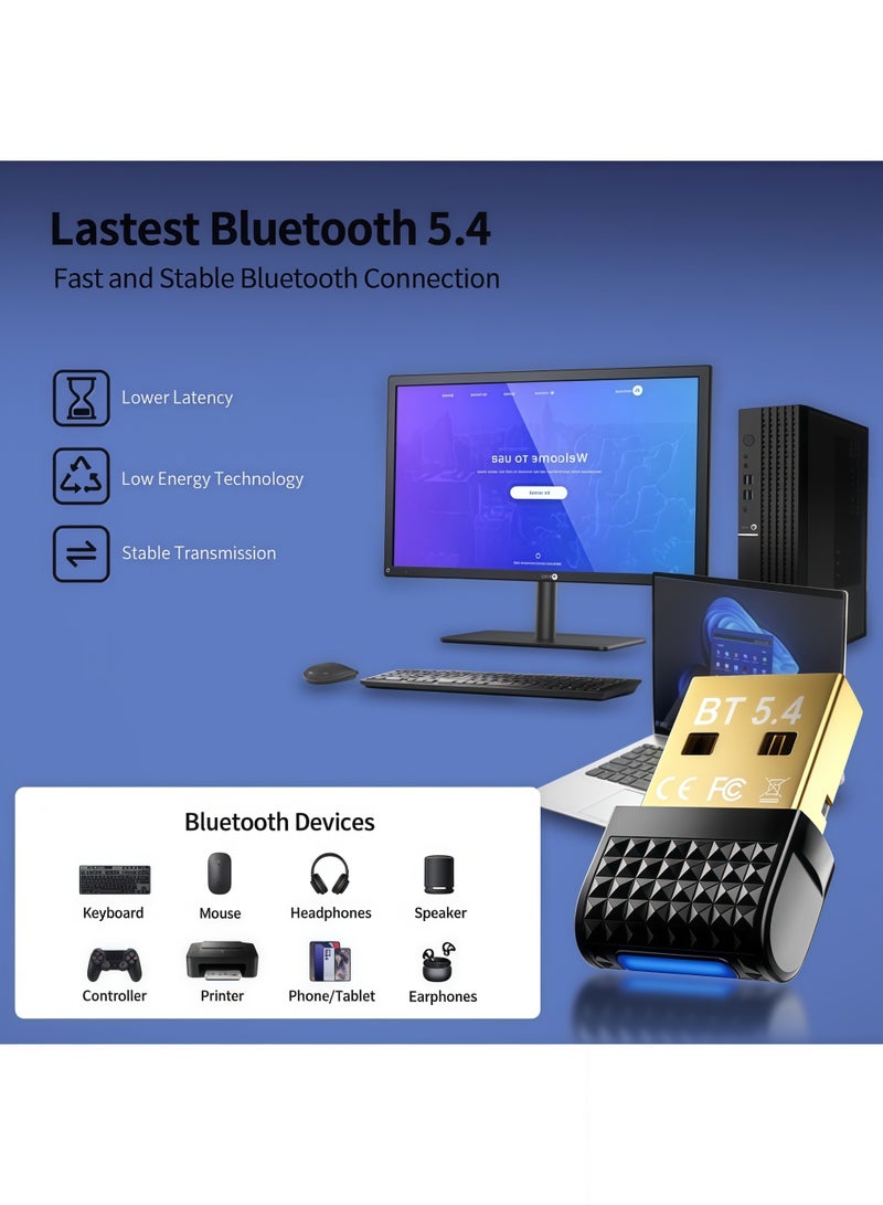 أورييل مستقبل بلوتوث USB 5.4 (Dongle) بتقنيتي EDR+BLE، يدعم ميزة "التوصيل والتشغيل" (Plug and Play)، متوافق مع أنظمة Windows 11/10/8.1/7، ومناسب للاستخدام مع لوحات المفاتيح، الفئران، سماعات الرأس، مكبرات الصوت والطابعات. - Image 5