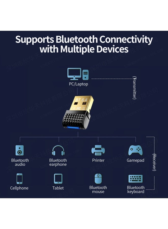 أورييل مستقبل بلوتوث USB 5.4 (Dongle) بتقنيتي EDR+BLE، يدعم ميزة "التوصيل والتشغيل" (Plug and Play)، متوافق مع أنظمة Windows 11/10/8.1/7، ومناسب للاستخدام مع لوحات المفاتيح، الفئران، سماعات الرأس، مكبرات الصوت والطابعات. - Image 4