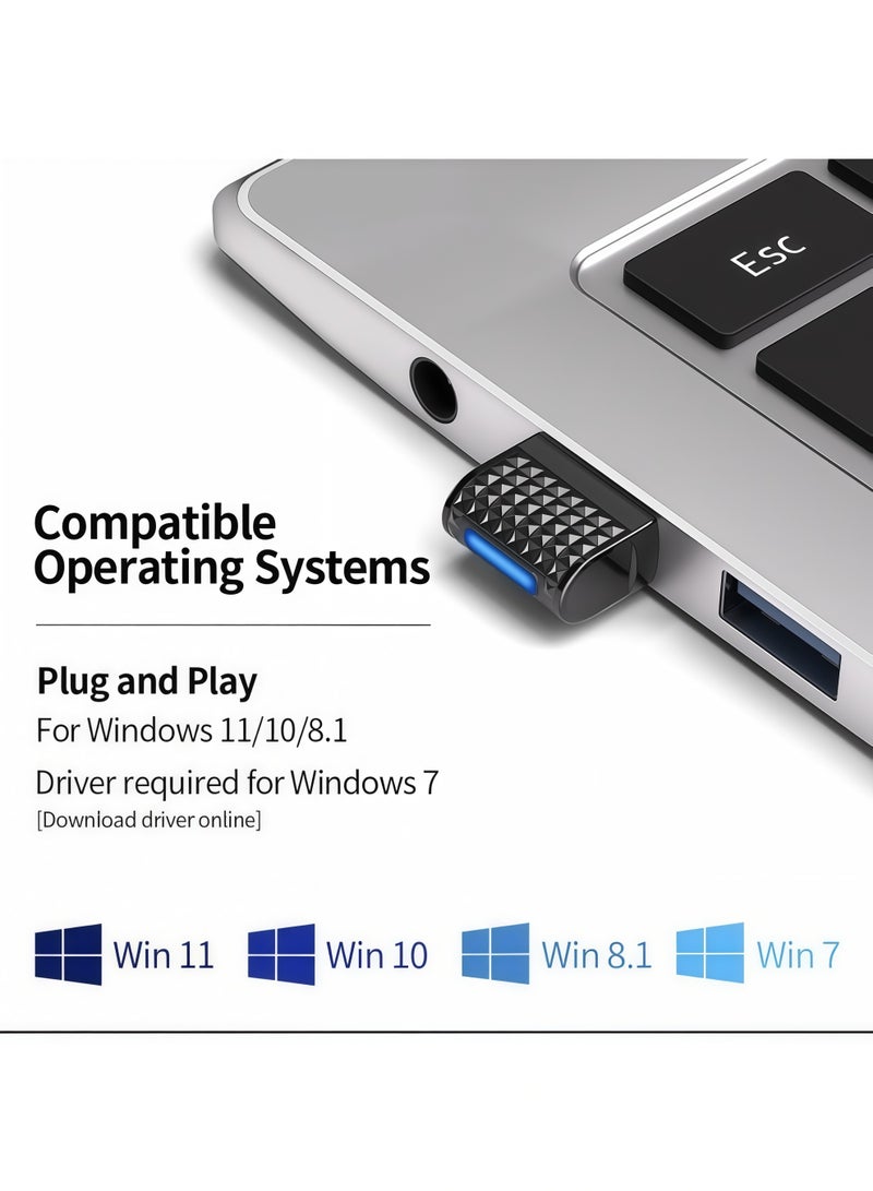 أورييل مستقبل بلوتوث USB 5.4 (Dongle) بتقنيتي EDR+BLE، يدعم ميزة "التوصيل والتشغيل" (Plug and Play)، متوافق مع أنظمة Windows 11/10/8.1/7، ومناسب للاستخدام مع لوحات المفاتيح، الفئران، سماعات الرأس، مكبرات الصوت والطابعات. - Image 2