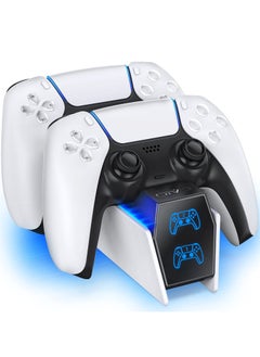 توبليو محطة شحن PS5، محطة شاحن وحدة التحكم PS5، محطة شاحن وحدة التحكم PS5 مع 2 عبوة أسلاك شحن سريع بديلة لوحدة التحكم PS5، شاحن جهاز التحكم عن بعد PS5، تخزين بلاي ستيشن 5  - Image 1