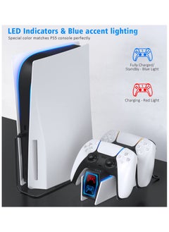 توبليو محطة شحن PS5، محطة شاحن وحدة التحكم PS5، محطة شاحن وحدة التحكم PS5 مع 2 عبوة أسلاك شحن سريع بديلة لوحدة التحكم PS5، شاحن جهاز التحكم عن بعد PS5، تخزين بلاي ستيشن 5  - Image 3