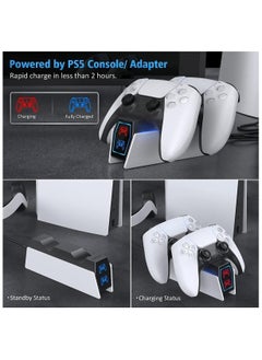توبليو محطة شحن PS5، محطة شاحن وحدة التحكم PS5، محطة شاحن وحدة التحكم PS5 مع 2 عبوة أسلاك شحن سريع بديلة لوحدة التحكم PS5، شاحن جهاز التحكم عن بعد PS5، تخزين بلاي ستيشن 5  - Image 4