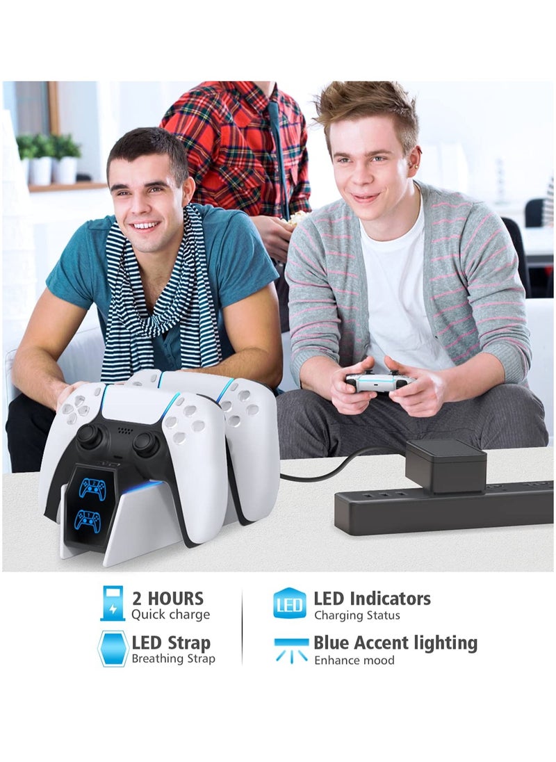 توبليو - محطة شحن PS5، محطة شاحن وحدة التحكم PS5، محطة شاحن وحدة التحكم PS5 مع 2 عبوة أسلاك شحن سريع بديلة لوحدة التحكم PS5، شاحن جهاز التحكم عن بعد PS5، تخزين بلاي ستيشن 5 - Image 1