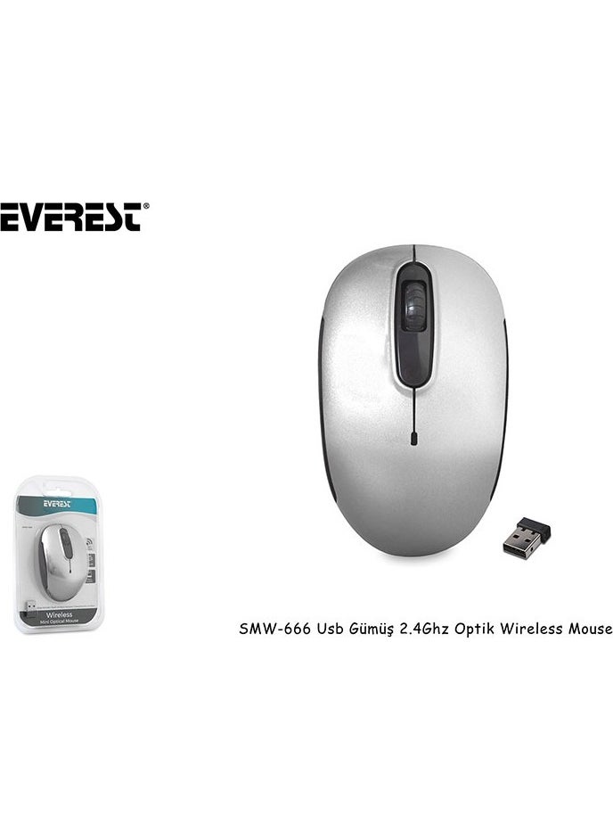Everest SMW-666 USB Silver 2.4Ghz Optical Wireless Mouse  - Image 4