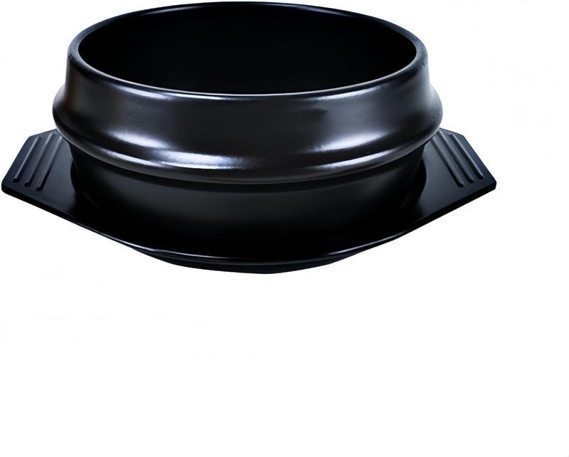 Whitenesser Korean Cooking Korean Stone Bowl Stone Pot Sizzling Hot Pot for Bibimbap and Soup Small No Lid  Premium Ceramic with Melamine Tray 27 Oz - Image 1