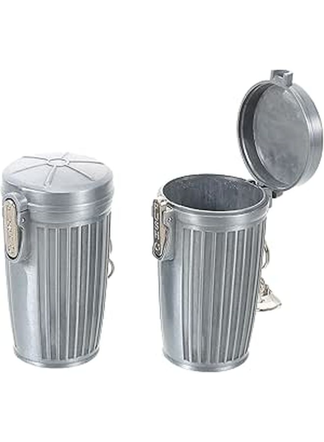 2pcs Portable Metal Ashtray With Lid Keychain For Car Travel Outdoor Pocket Use - Image 1