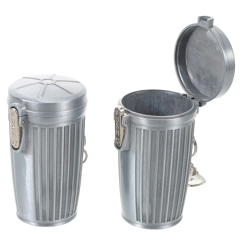 2pcs Portable Metal Ashtray With Lid Keychain For Car Travel Outdoor Pocket Use - Image 2