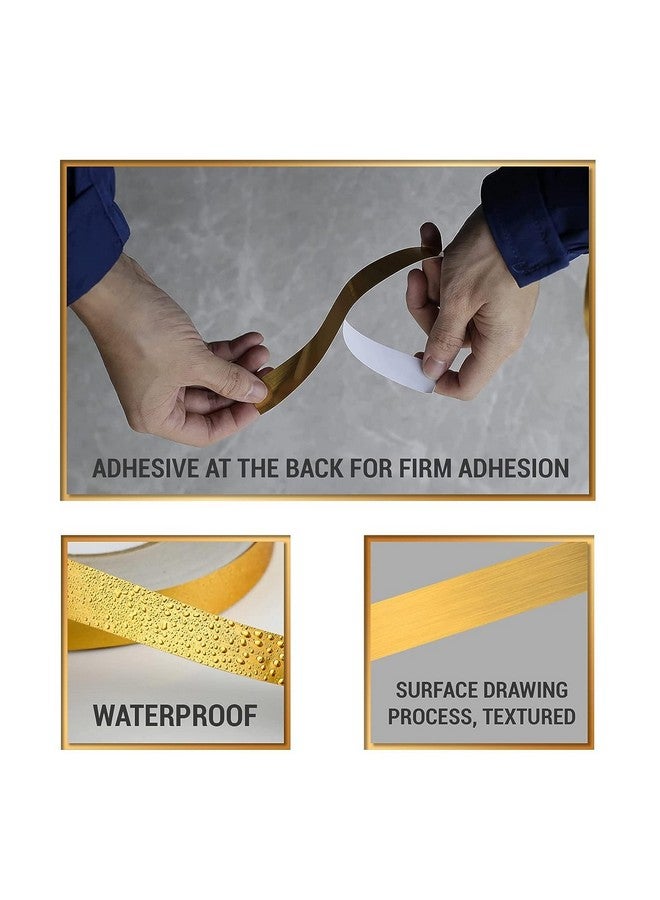 HUBTURE HUBTURE Tile Gap Foil Line Tape - 1CM x 50M (Gold) Self-Adhesive Seam Sticker for Wall, Cabinet, Kitchen, Floor - Waterproof, Decorative, Peel & Stick Mirror Finish Tape - Image 4