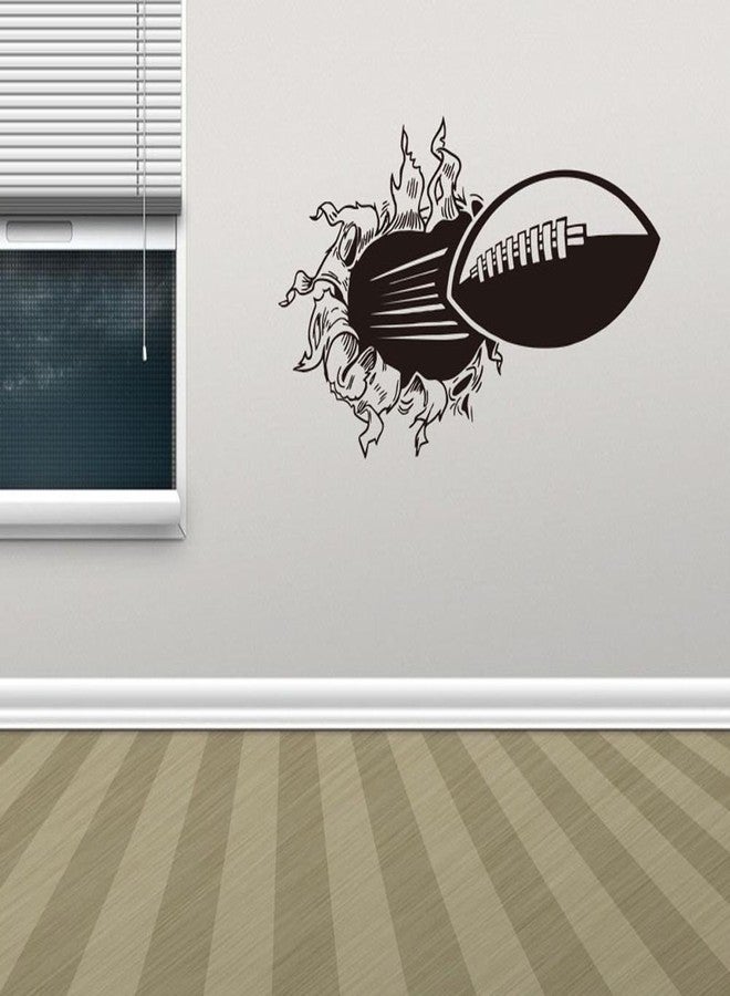 BIBITIME Rugby Break Through Wall Sticker American Football Wall Decals Vinyl Art Mural for Sport Fans Boys Bedroom Living Room 25.59" x 16.92" - Image 2