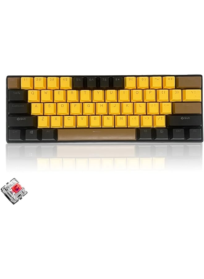61 Keys Rgb Gaming Keyboard 60% Mini Wired Waterproof With Anti Ghosting Keyboard And Three Color Keycaps With Red Switch For Gamers(Yellow Black And Brown) - Image 1