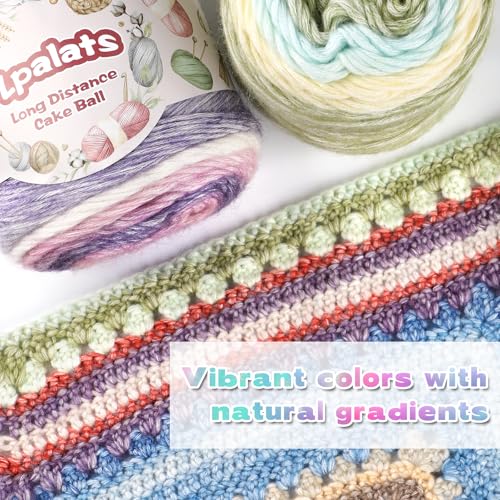Lpalats Ombre Yarn for Crocheting - 4x100g Soft 60% Cotton 30% Acrylic 10% Wool Yarn - 962 Yds Gradient Cake Yarns for Knitting Shawls Blankets Sweater with 2 Crochet Hooks (4, Colour Gradient) - Image 4