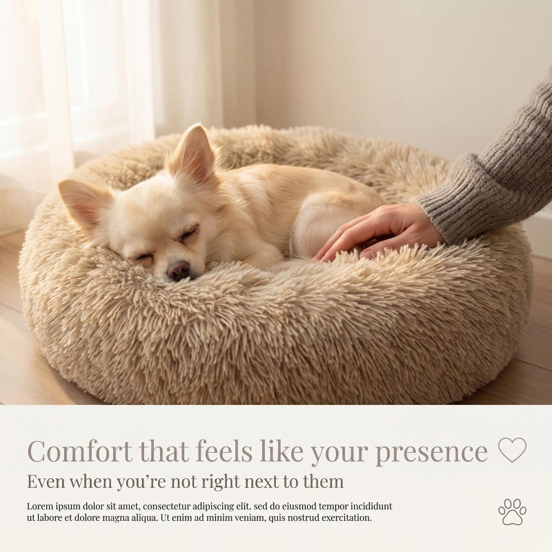 nononfish Calming Donut Dogs Beds for Small Dogs Washable,19inch Fluffy Round Puppy Bed for Puppies,Cats & Toy Breeds with Raised Rim,Fits up to 15 lbs Pets,Camel - Image 2