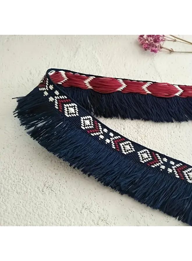 شريط شرابة أبيض بوهيمي 2 ياردة، نمط عرقي، مواد حرفية DIY - Image 2