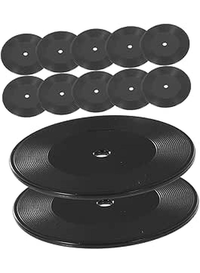 12Pcs Miniature Black Vinyl Records Dollhouse Decor Desktop Display Models - Image 1