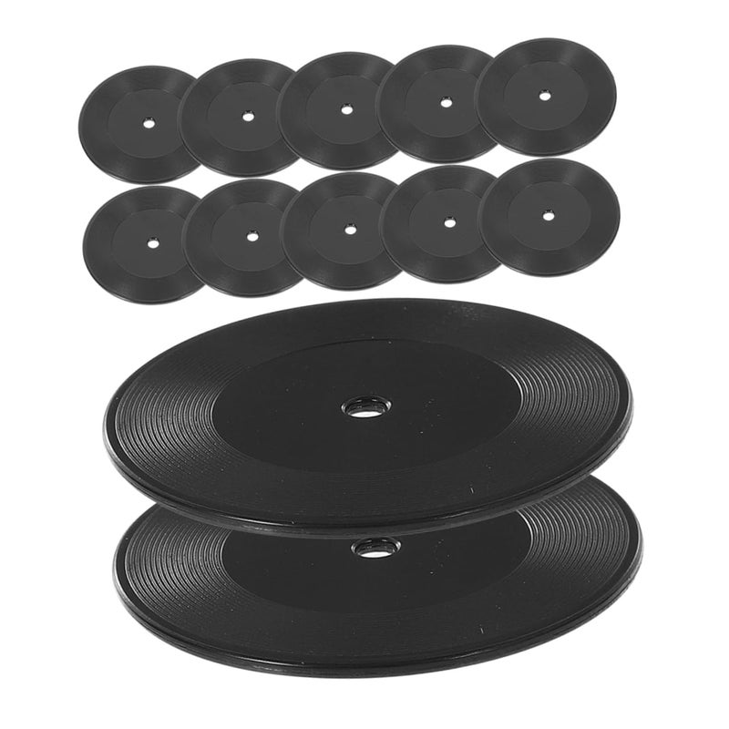 12Pcs Miniature Black Vinyl Records Dollhouse Decor Desktop Display Models - Image 2