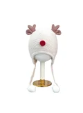 LITTLE SURPRISE BOX Little Surprise Box Cream Baby Antler Knitted Soft Woolen Winter Cap With Tie Up 6-18 Months
