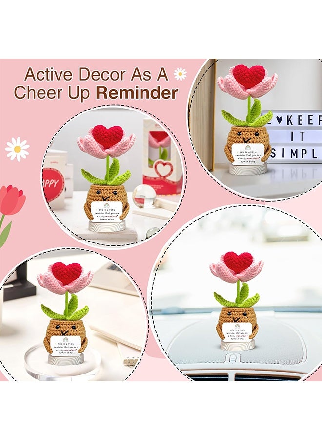 GIFT Handmade Positive Heart Flower Crochet, This is A Little Reminder, Inspirational Gift for Women, Thank You, Appreciation, Positive Gift for Teacher, Mom, Friend, Coworker, Knitted Decor - Image 4