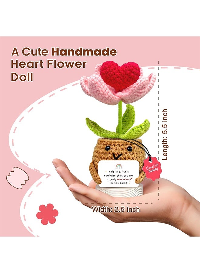 GIFT Handmade Positive Heart Flower Crochet, This is A Little Reminder, Inspirational Gift for Women, Thank You, Appreciation, Positive Gift for Teacher, Mom, Friend, Coworker, Knitted Decor - Image 3