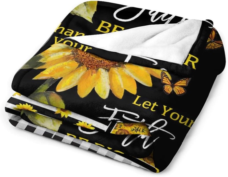 citari Sunflower Blanket Sunflower Butterfly Decor Inspirational Throw Blanket Sunflower Blanket Gifts for Girls Boys Winter Bedding Super Warm Soft Plush Fleece Flannel Blanket for Kids Adult Women 40"x50" - Image 4