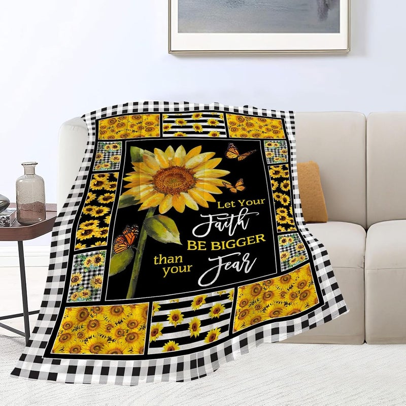 citari Sunflower Blanket Sunflower Butterfly Decor Inspirational Throw Blanket Sunflower Blanket Gifts for Girls Boys Winter Bedding Super Warm Soft Plush Fleece Flannel Blanket for Kids Adult Women 40"x50" - Image 3