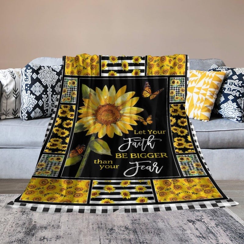 citari Sunflower Blanket Sunflower Butterfly Decor Inspirational Throw Blanket Sunflower Blanket Gifts for Girls Boys Winter Bedding Super Warm Soft Plush Fleece Flannel Blanket for Kids Adult Women 40"x50" - Image 5