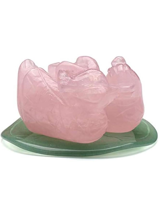 Arabest Rose Quartz Mandarin Ducks Feng Shui Crystal Love Birds Lotus Leaf Figurine Love Romance Valentines Day Gifts  - Image 1