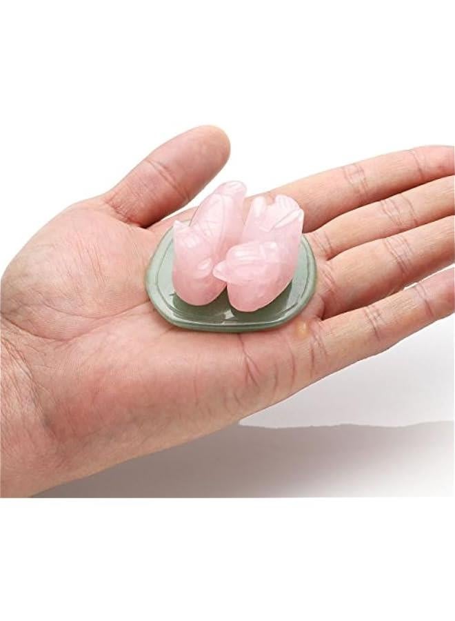Arabest Rose Quartz Mandarin Ducks Feng Shui Crystal Love Birds Lotus Leaf Figurine Love Romance Valentines Day Gifts  - Image 2