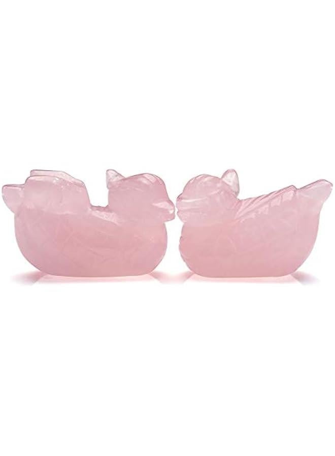 Arabest Rose Quartz Mandarin Ducks Feng Shui Crystal Love Birds Lotus Leaf Figurine Love Romance Valentines Day Gifts  - Image 3