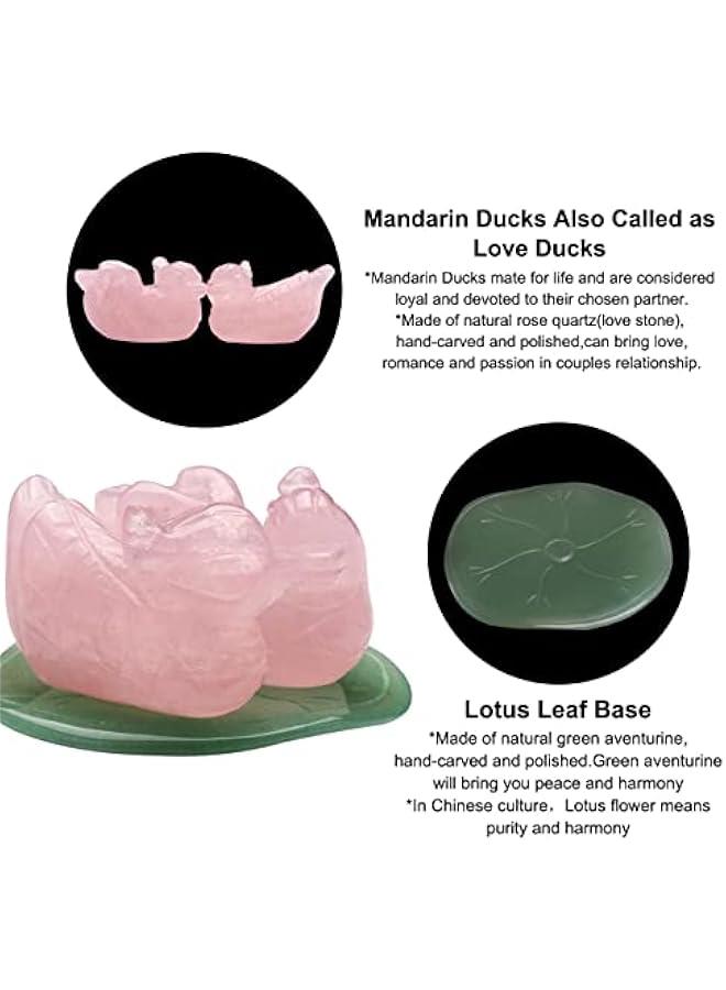 Arabest Rose Quartz Mandarin Ducks Feng Shui Crystal Love Birds Lotus Leaf Figurine Love Romance Valentines Day Gifts  - Image 5