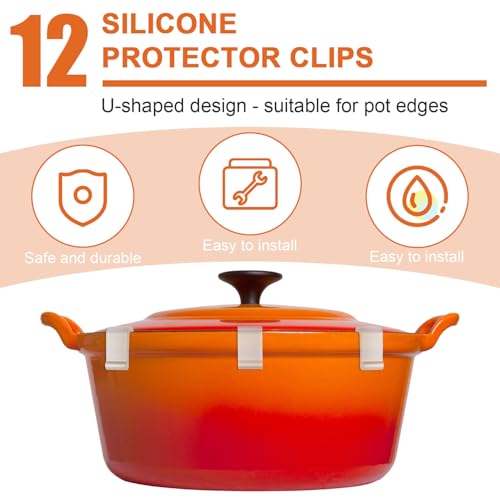 Gosknor 12pcs Dutch Oven Lid Protector Clips, Silicone Cookware Protector, Plastic Pan Protective Clips, Pot Bumpers Lifter Accessories for Storage Stacking & Display (Clear) - Image 2