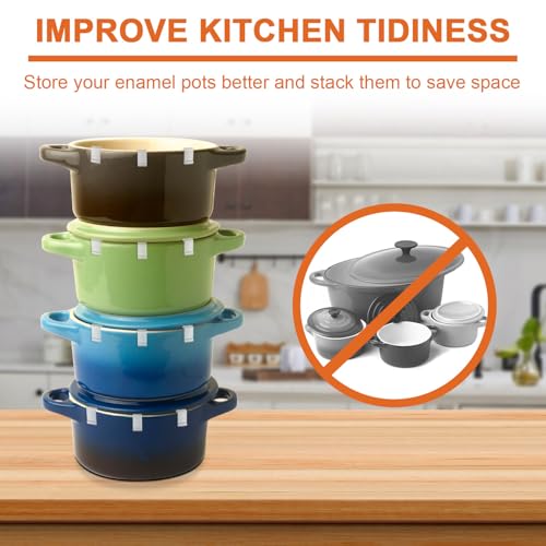 Gosknor 12pcs Dutch Oven Lid Protector Clips, Silicone Cookware Protector, Plastic Pan Protective Clips, Pot Bumpers Lifter Accessories for Storage Stacking & Display (Clear) - Image 4