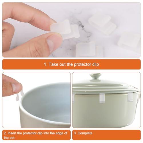 Gosknor 12pcs Dutch Oven Lid Protector Clips, Silicone Cookware Protector, Plastic Pan Protective Clips, Pot Bumpers Lifter Accessories for Storage Stacking & Display (Clear) - Image 5