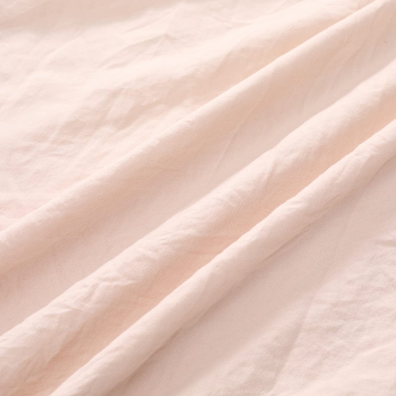 CAROMIO Pink Ruffle Duvet Cover Queen Size, 3PCS Soft Washed Microfiber Vintage French Country Duvet Cover Set for Queen Bed, Pink, 90x90 in - Image 5