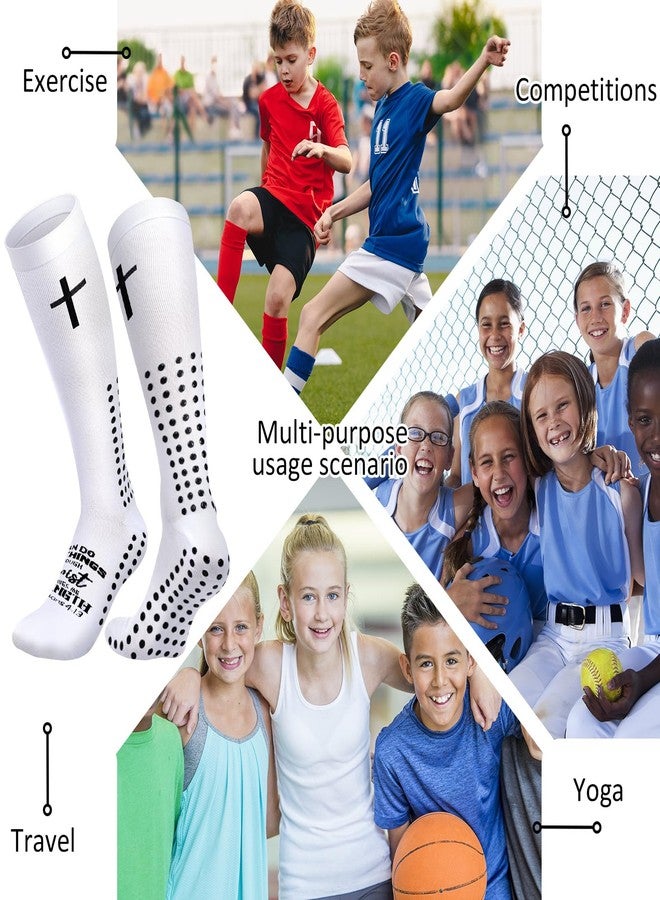 Skicuff جوارب Skicuff زوجان من جوارب عيد الميلاد بتصميم صليب، هدايا للرجال، جوارب طويلة تصل إلى الركبة بتصميم صليب وآية من الكتاب المقدس المسيحي، مانعة للانزلاق (كلاسيكية) - Image 4